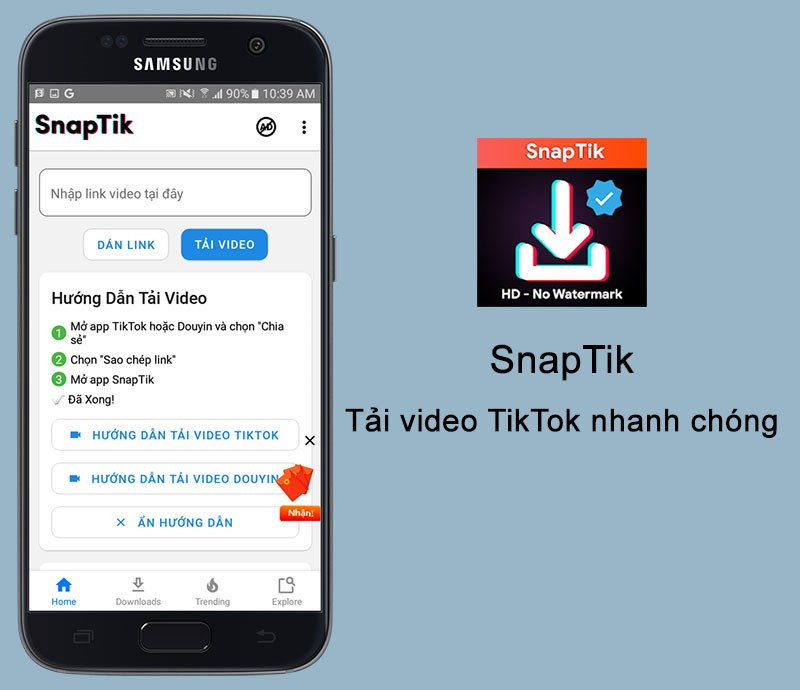 Hướng dẫn tải video TikTok không logo với SnapTik trên điện thoại