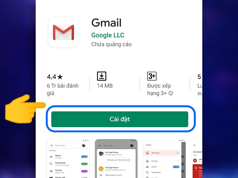 Alt: Cài đặt ứng dụng Gmail trên điện thoại