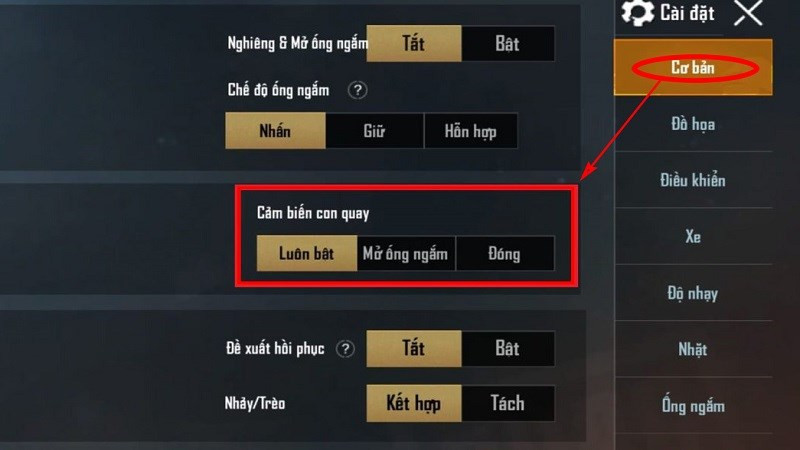 alt: Hình ảnh minh họa con quay hồi chuyển (Gyro) trong PUBG Mobile