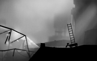 alt: Màn hình game LIMBO với khung cảnh đen trắng đặc trưng