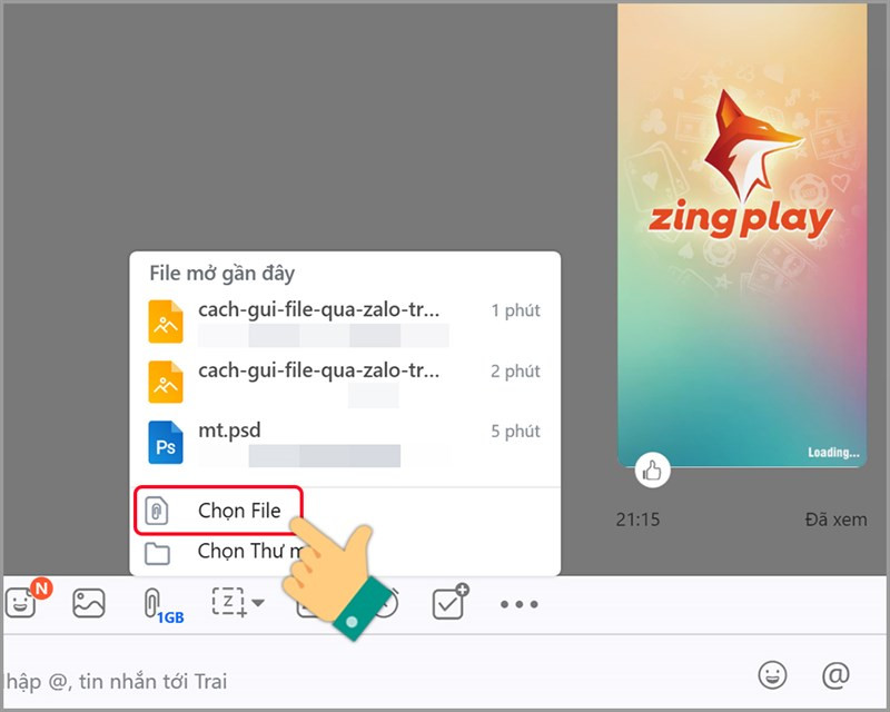 alt text: Chọn file hoặc thư mục để gửi