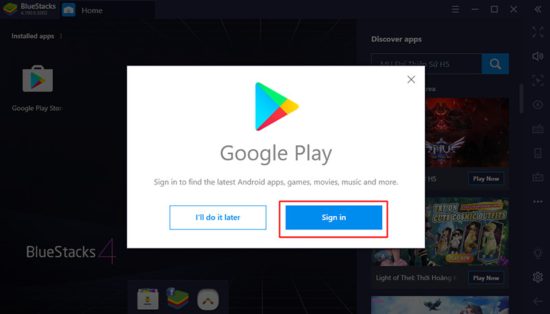 Alt text: Đăng nhập Google Play