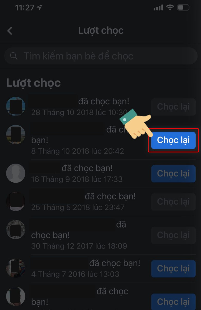 alt text: Giao diện chọc bạn bè trên Facebook