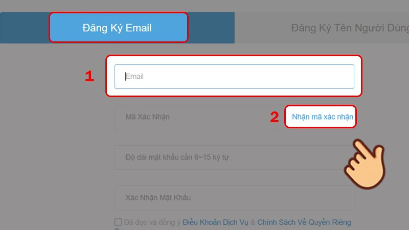 alt text: Giao diện đăng ký tài khoản Mihoyo bằng email