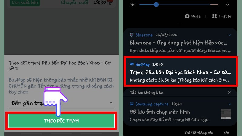 alt text: Giao diện theo dõi trạm xe buýt trên BusMap