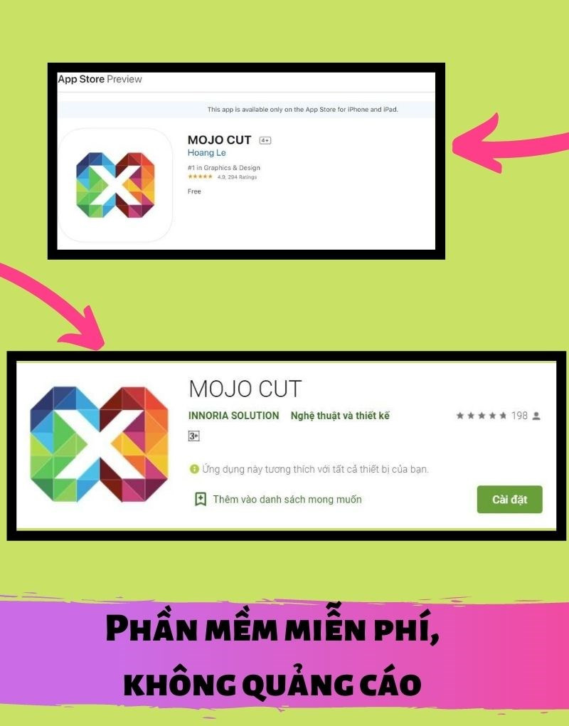 alt text: Hình ảnh minh họa quá trình tách nền với MOJO CUT