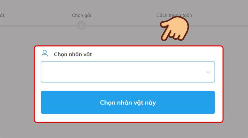 alt text mô tả hình ảnh chọn nhân vật muốn nạp nguyên bảo