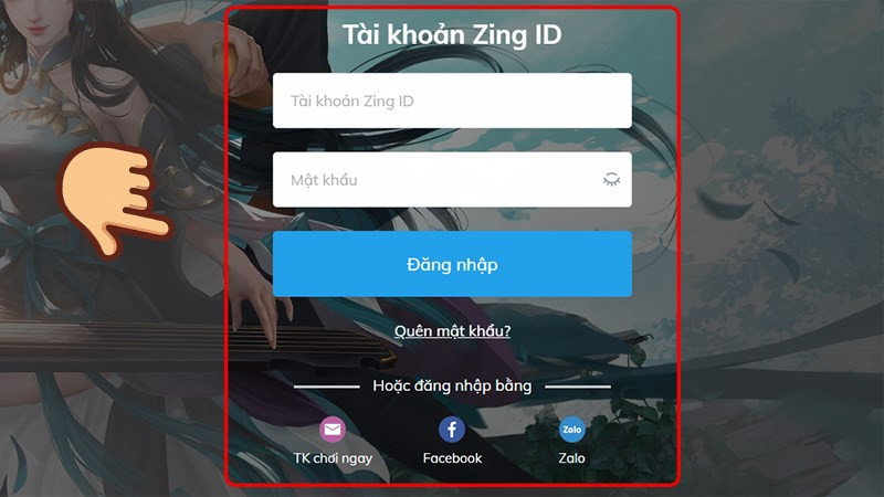 alt text mô tả hình ảnh đăng nhập tài khoản zing id, facebook, zalo