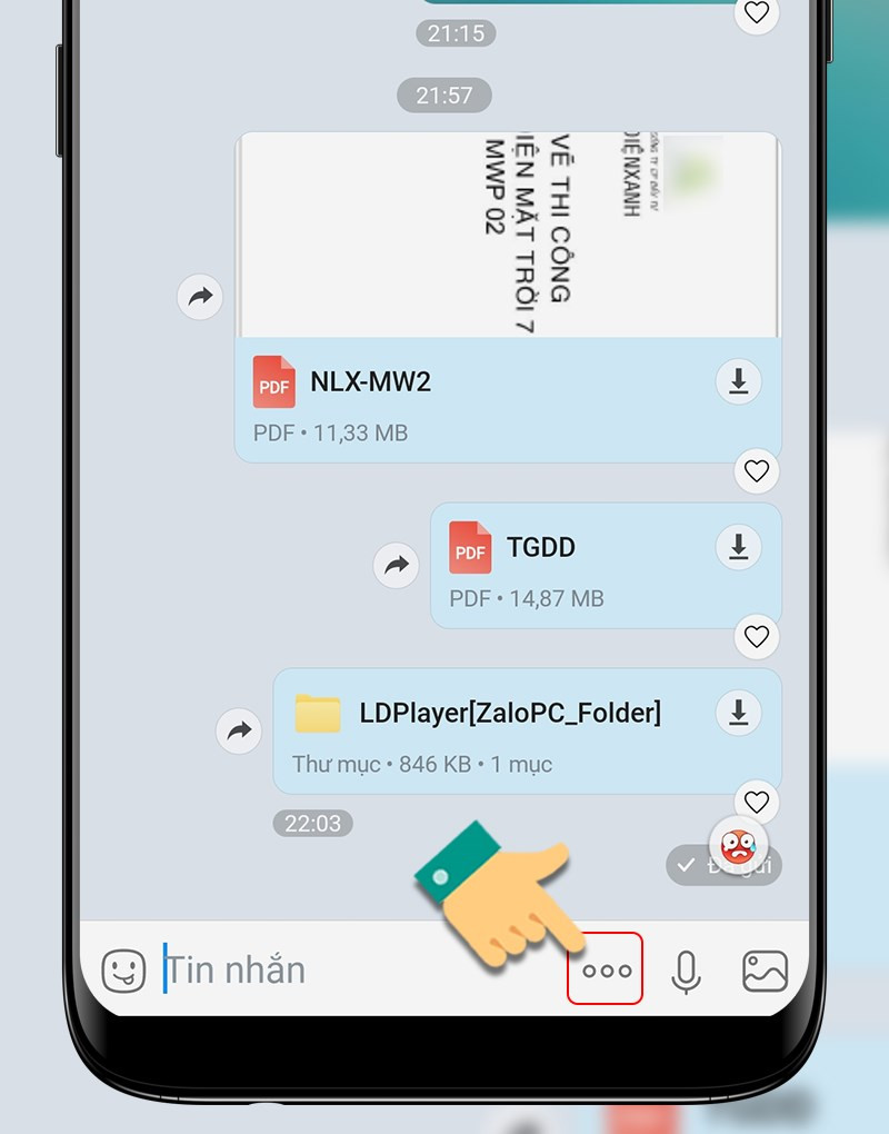 alt text: Nhấn vào biểu tượng ba chấm trên Zalo