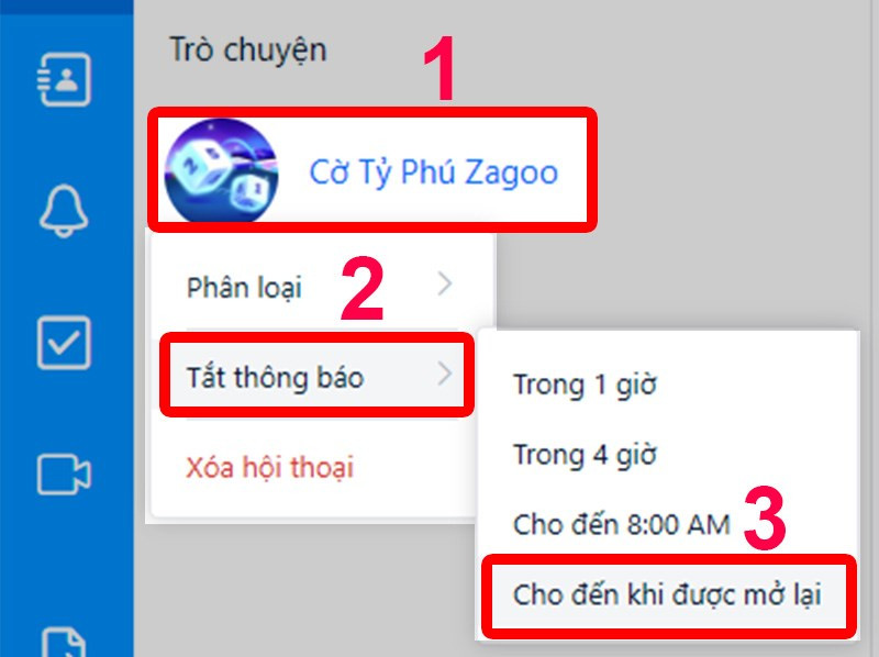 alt text: Tắt thông báo Zalo trên máy tính