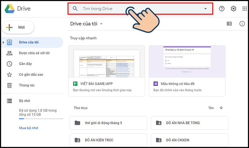 alt text: Tìm kiếm ảnh trên Google Drive