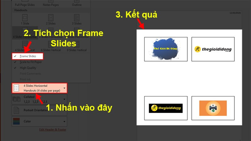 Alt: Tích chọn Frame Slides để hiển thị đường viền slide