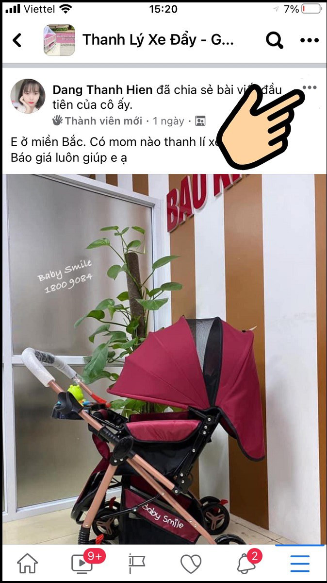 Bấm chọn dấu 3 chấm