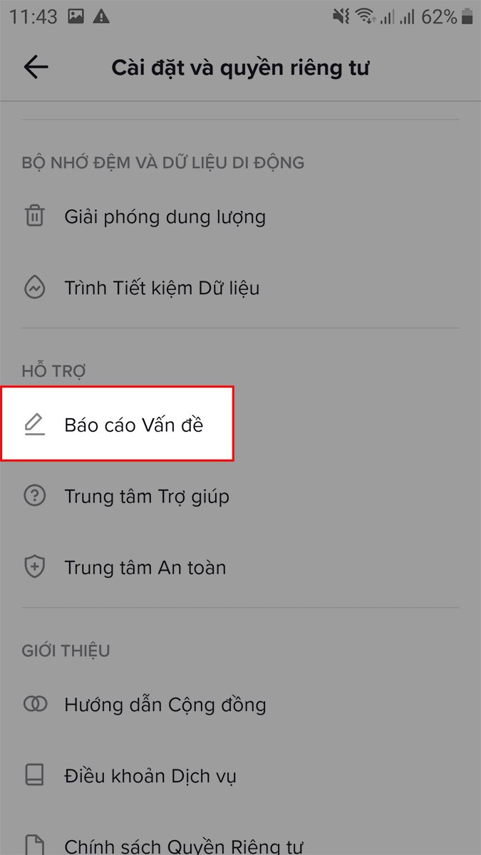 Báo cáo vấn đề