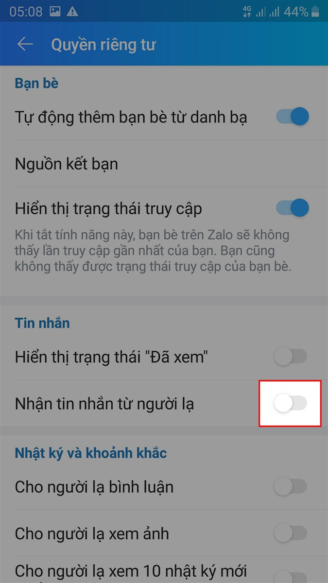 Bật lại tin nhắn