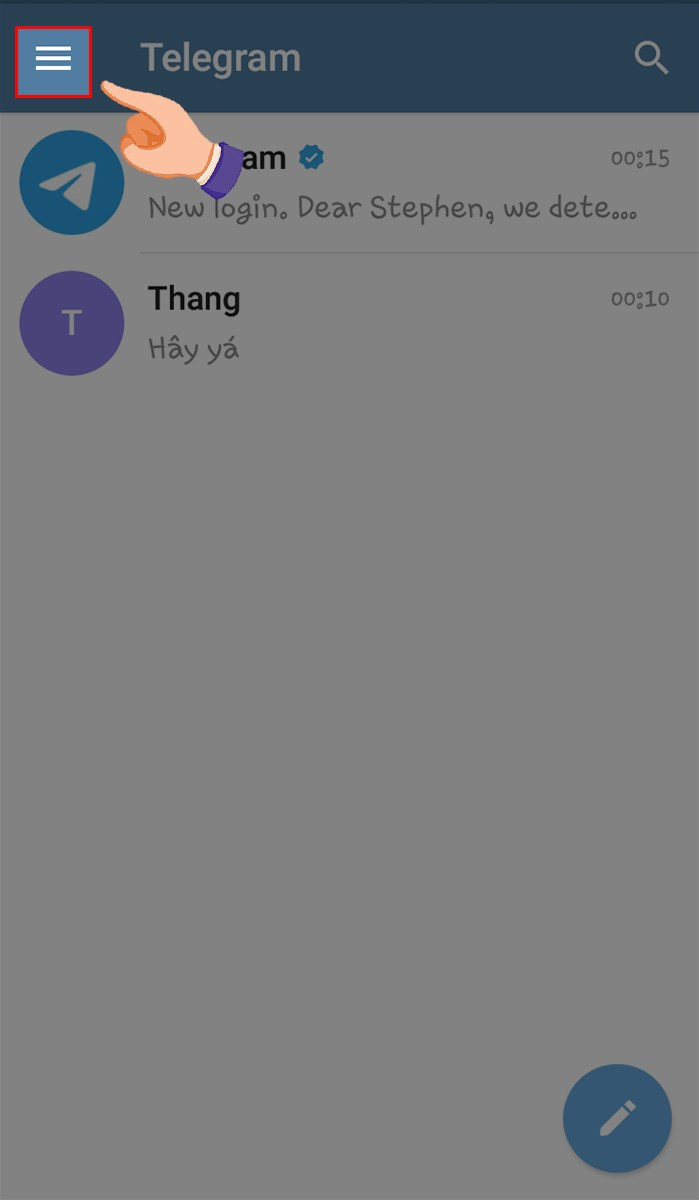 Biểu tượng ba gạch ngang trên Telegram