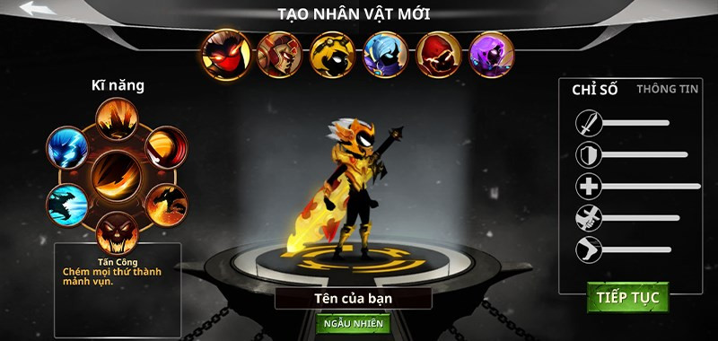 Các lớp nhân vật trong Stickman Legends