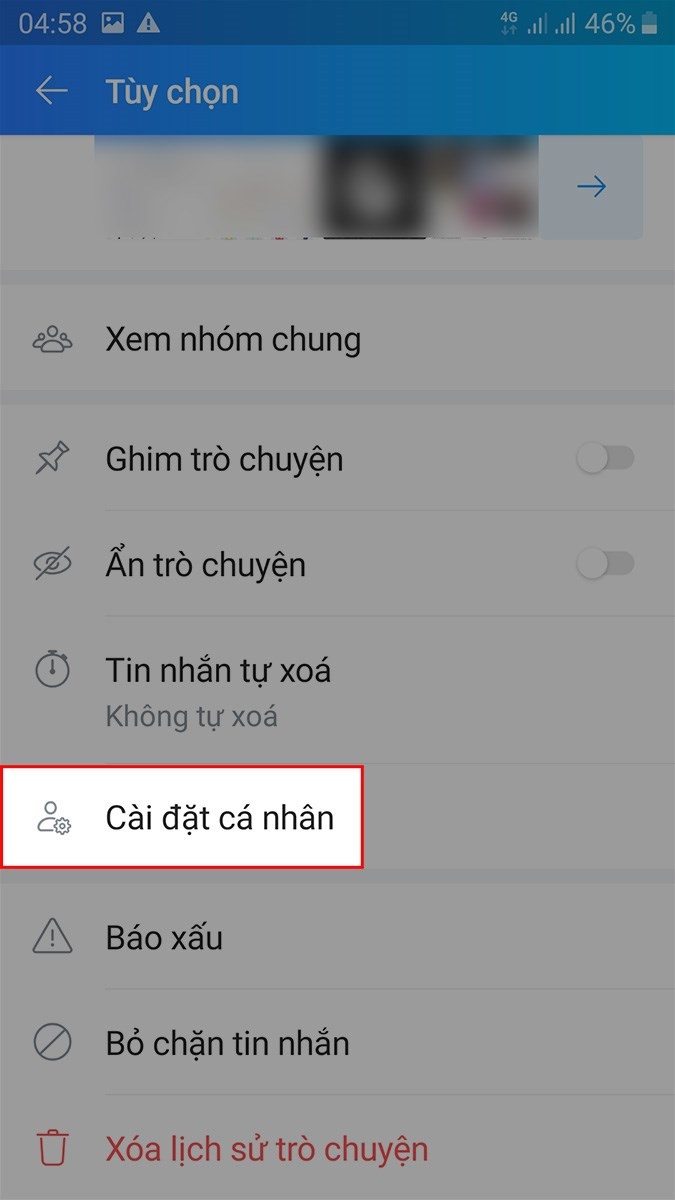 Cài đặt cá nhân