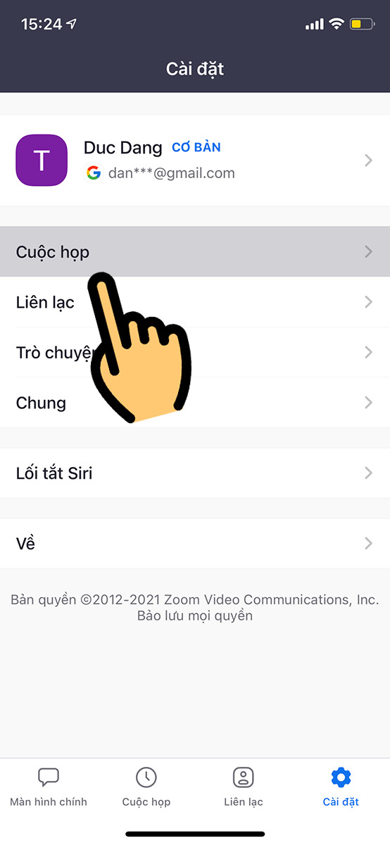 Cài đặt cuộc họp Zoom