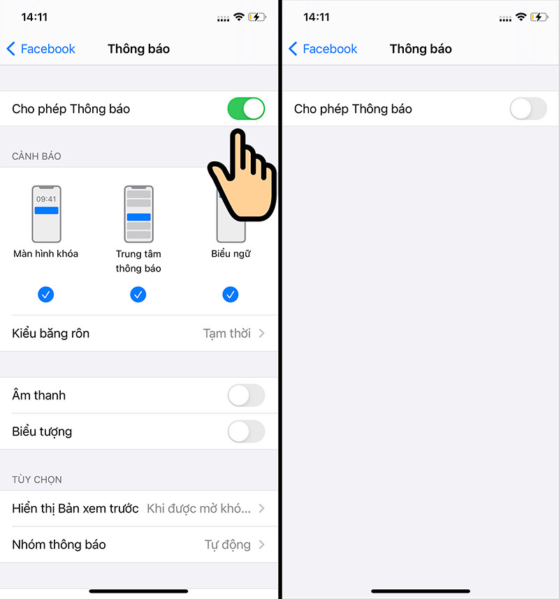 Cài đặt thông báo Facebook trên iOS