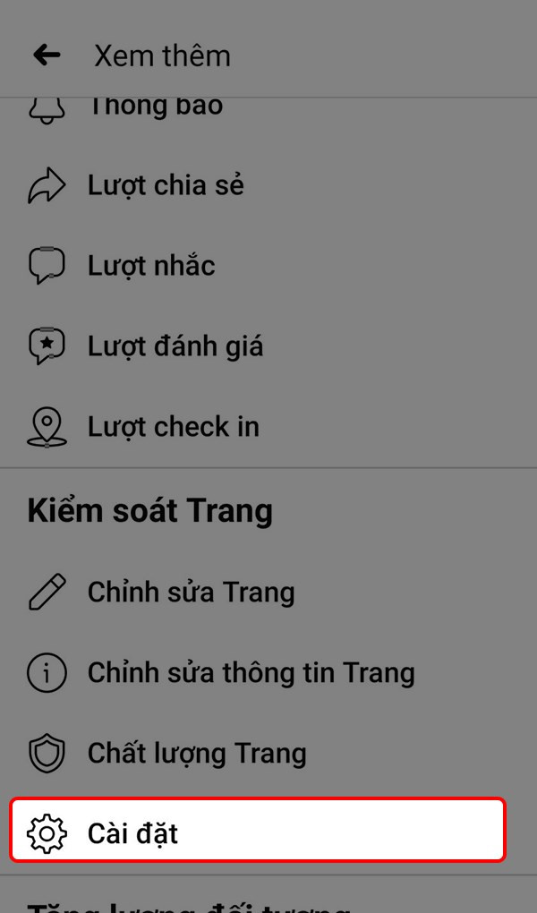 Cài đặt trên điện thoại