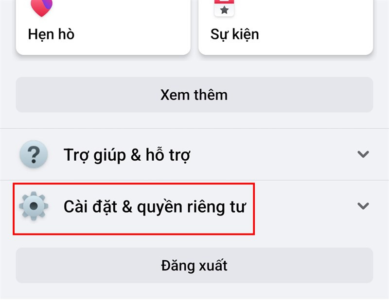 Cài đặt và quyền riêng tư Facebook