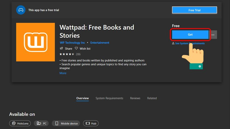 Cài đặt Wattpad qua Microsoft Store