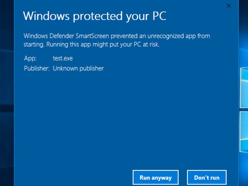 Cảnh báo Windows protected your PC