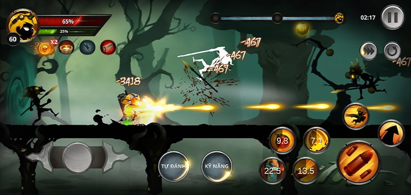 Cảnh chiến đấu trong Stickman Legends