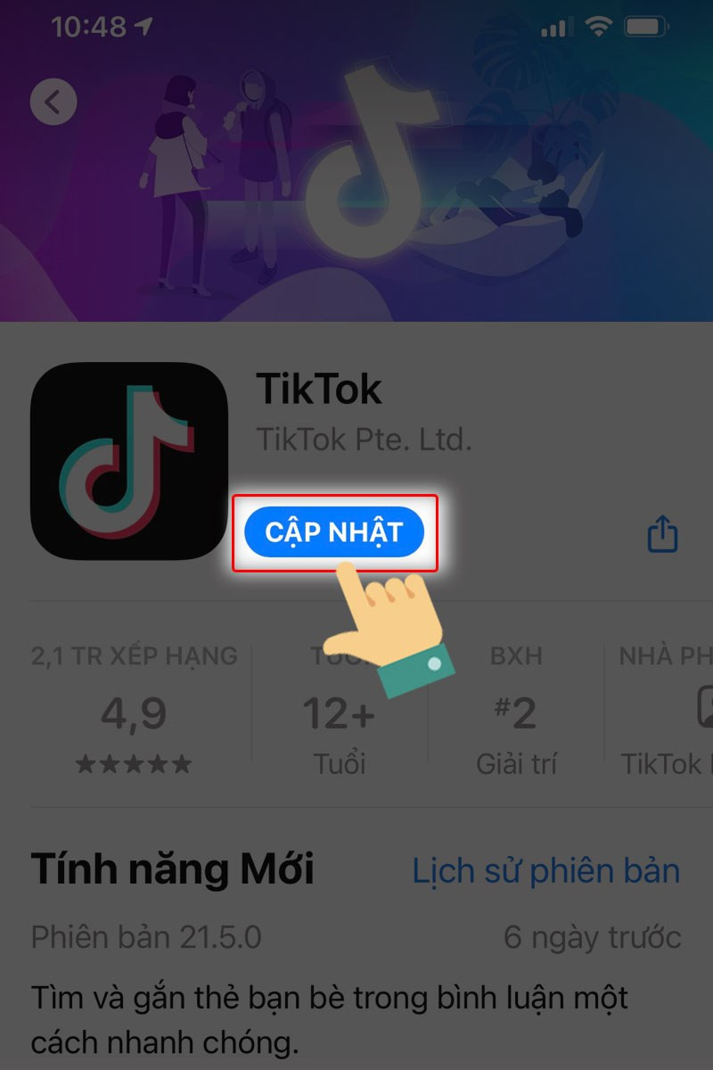 Cập nhật ứng dụng TikTok