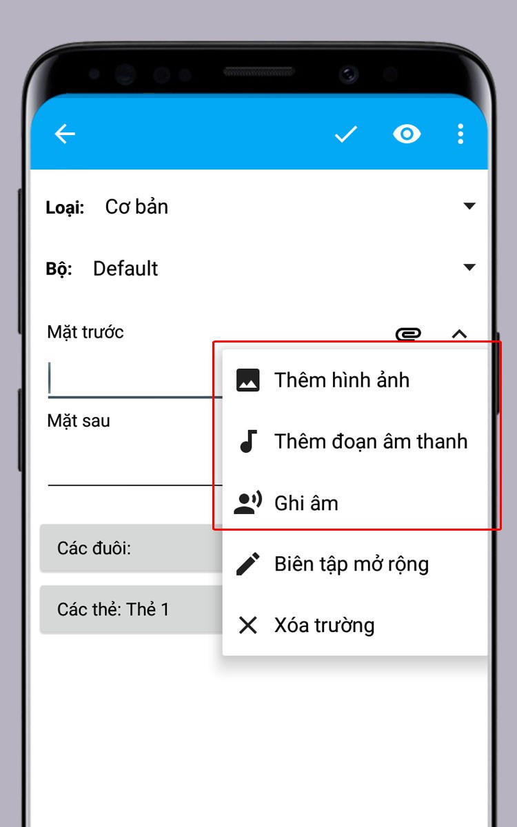 Chèn đa phương tiện vào flashcard AnkiDroid