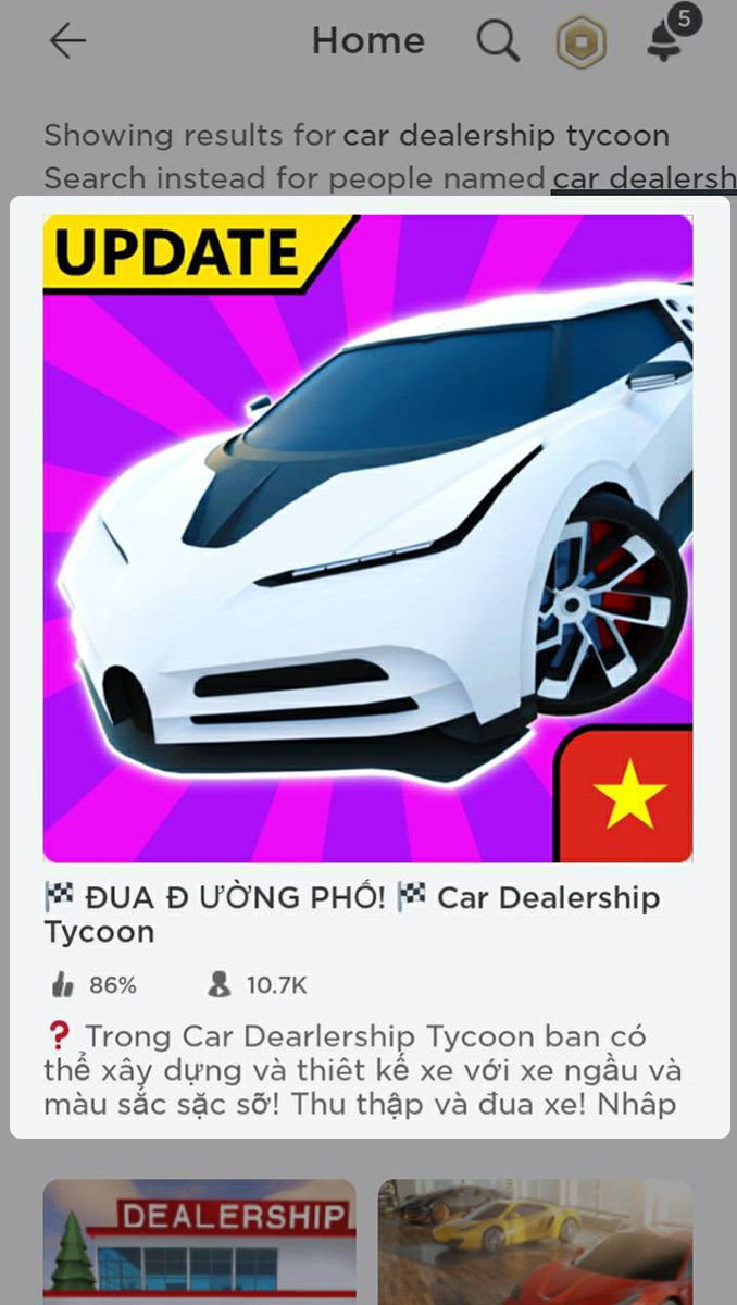 Chọn Car Dealership Tycoon.