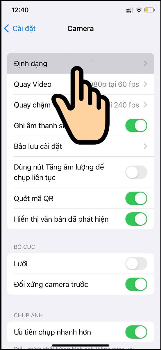 Chọn Định dạng