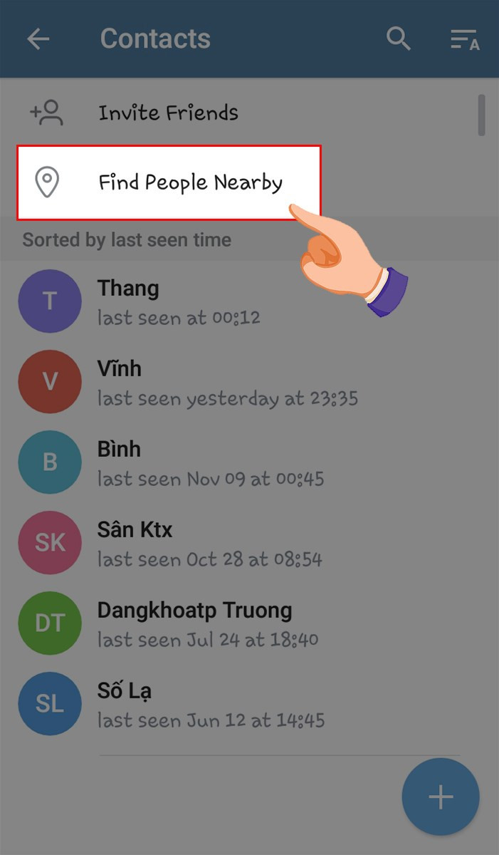 Chọn Find People Nearby trên Telegram