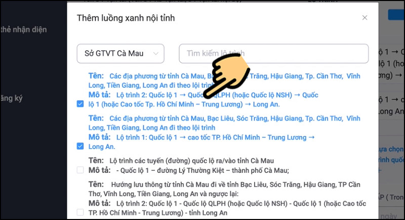 Chọn lộ trình mong muốn