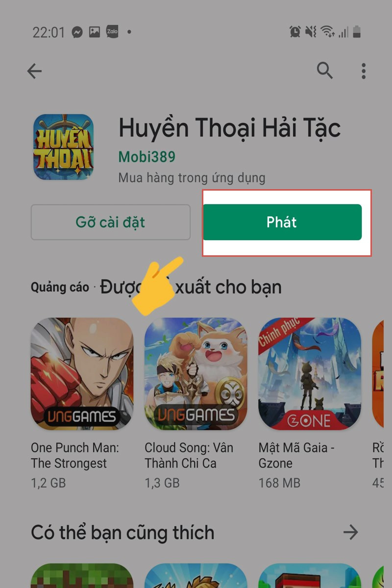 Chọn Phát để bắt đầu chơi game.