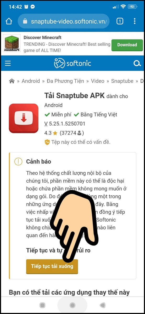 Chọn Tiếp tục tải xuống