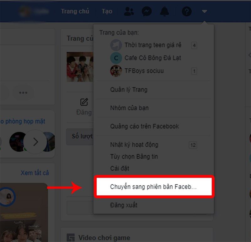 Chuyển sang Facebook mới