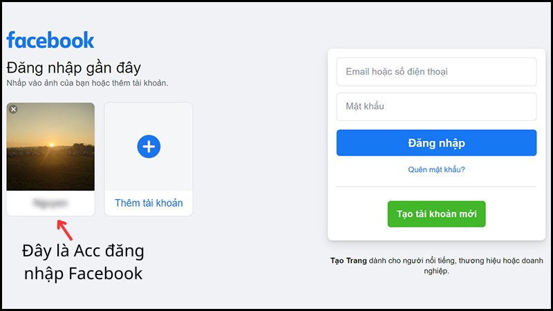 Đăng nhập Facebook cần tài khoản