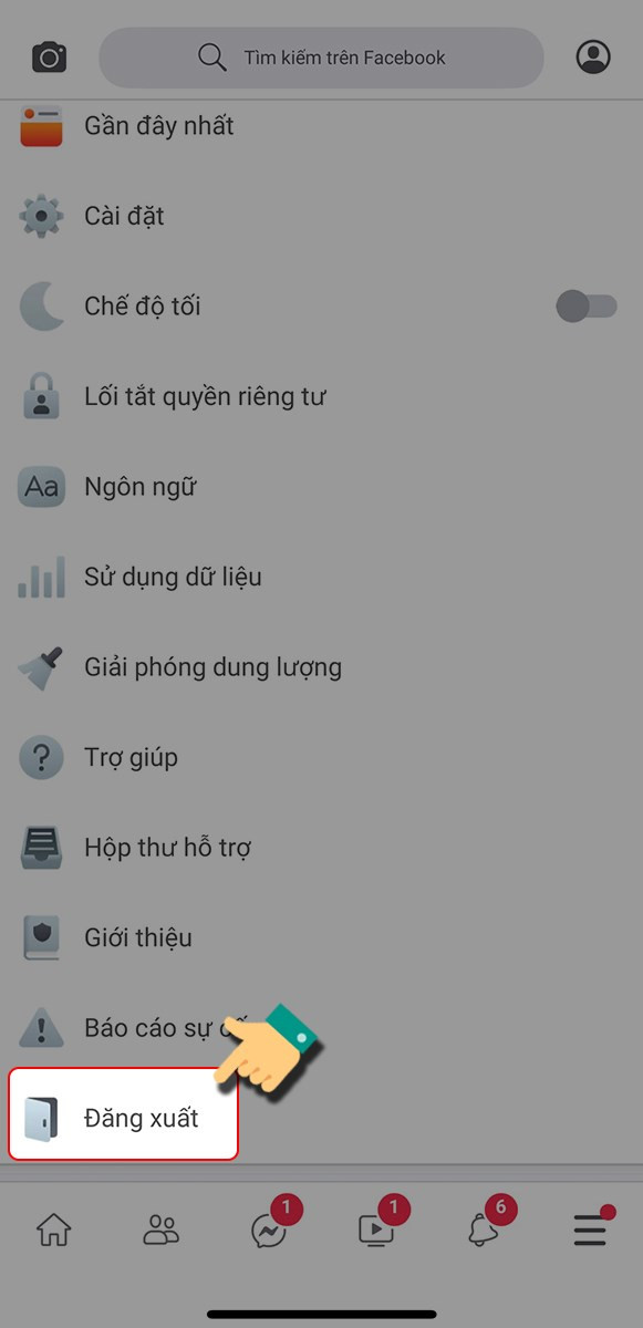 Đăng xuất Facebook Lite