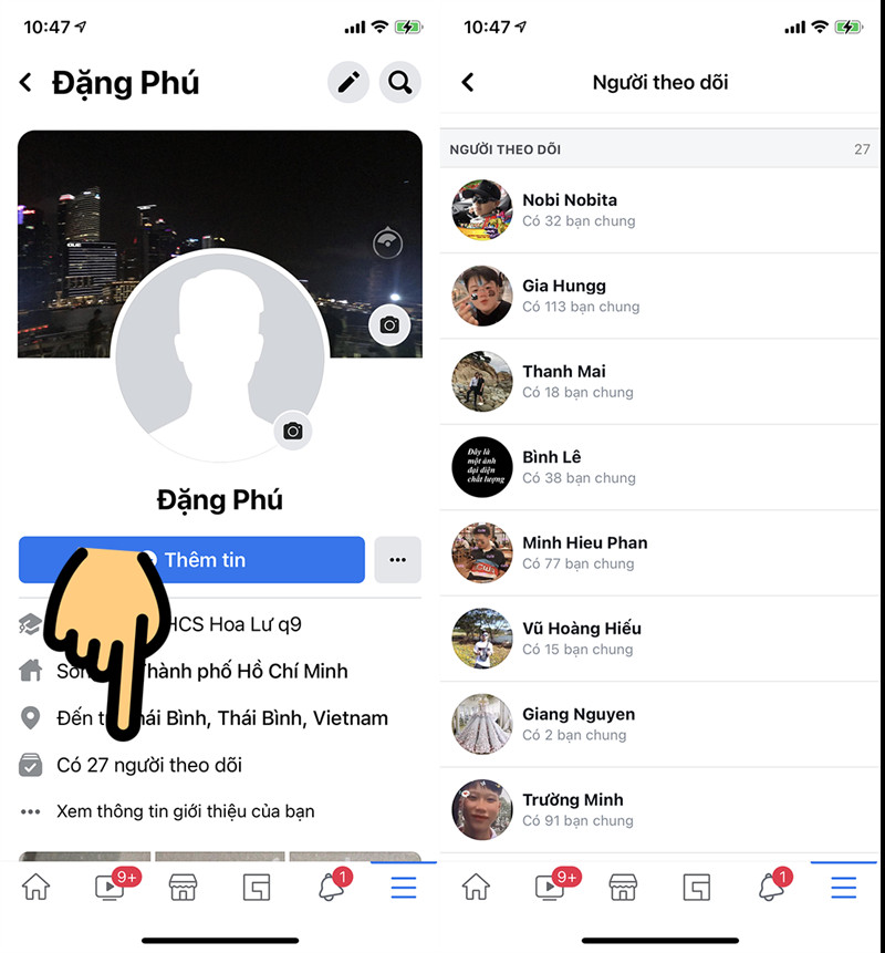 Danh sách người theo dõi Facebook