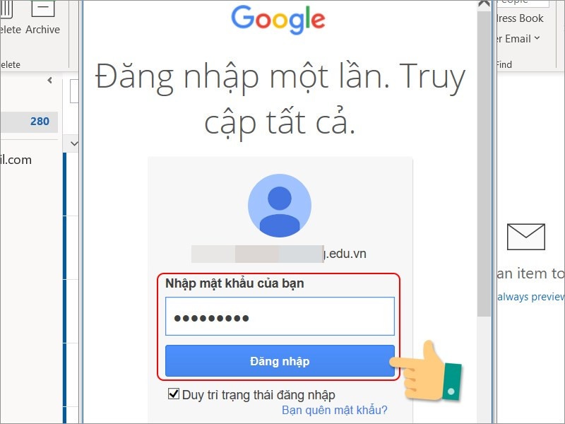 Điền mật khẩu email