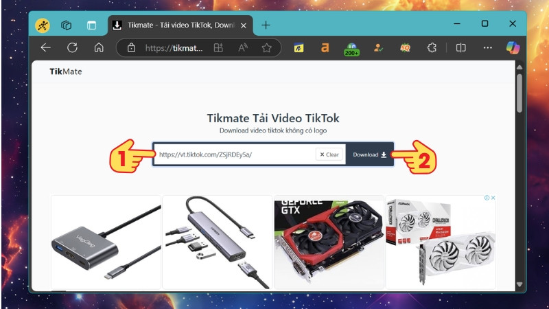 D&aacute;n link v&agrave;o website Tikmate.io