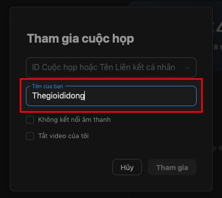 Đổi tên trước khi vào cuộc họp