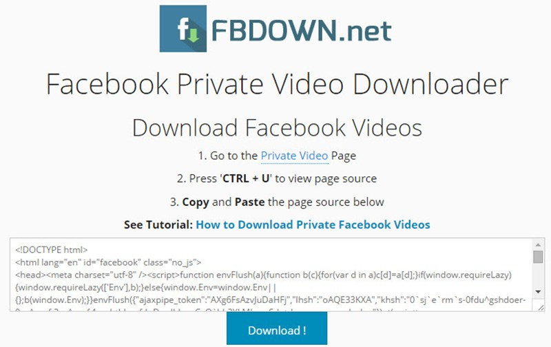 Giao diện FBdown.net