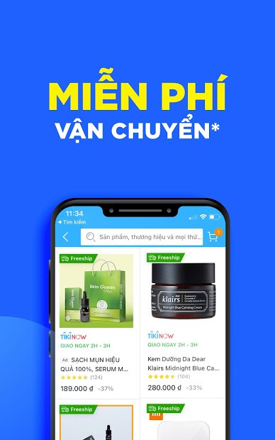 Giao diện mua sắm Tiki