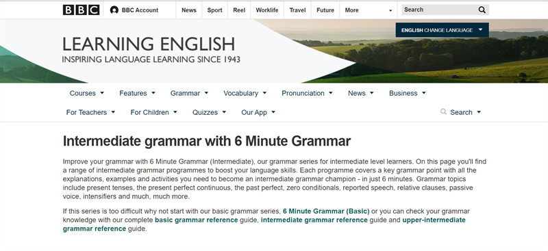 Giao diện website BBC Learning English