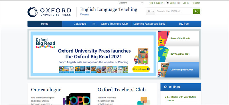 Giao diện website Oxford University Press