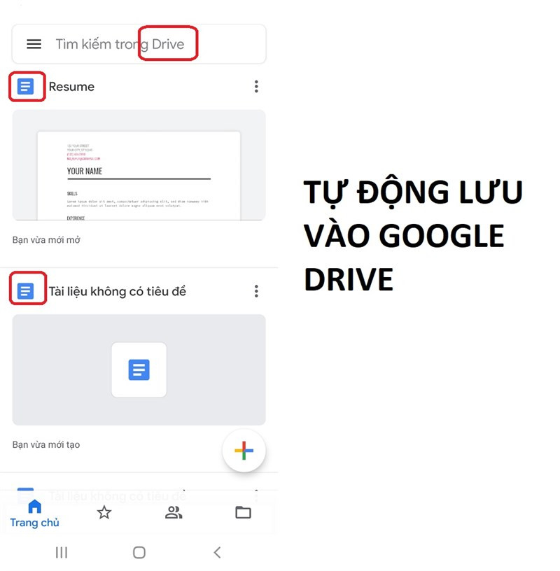 Google Docs tự động lưu