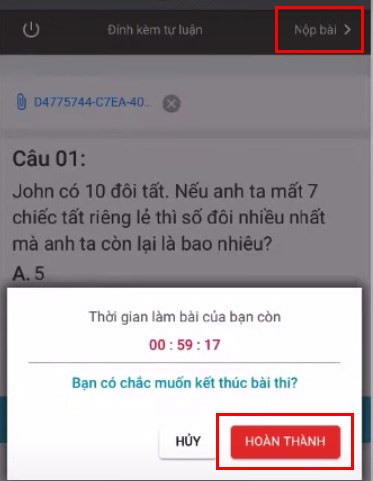 Hoàn thành bài thi trên Azota điện thoại